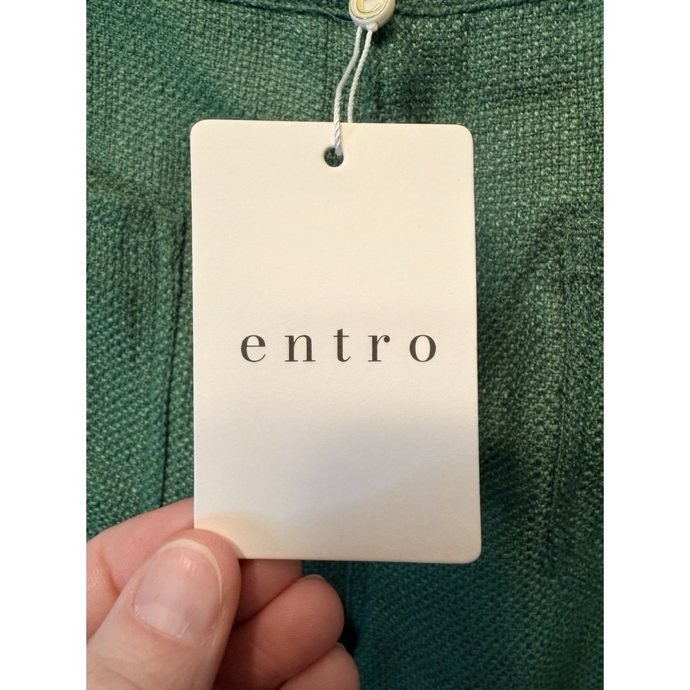 NWT Entro Women's Large Tweed Front Pocket Wide Leg Pant Bright Green 28" Inseam - Picture 3 of 13